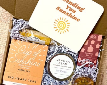 Get Well Soon Tea Gift Box Thinking of You Care Package, Tea, Honey, Tasty Treats, Candle, Sending Sunshine Gift For Friend