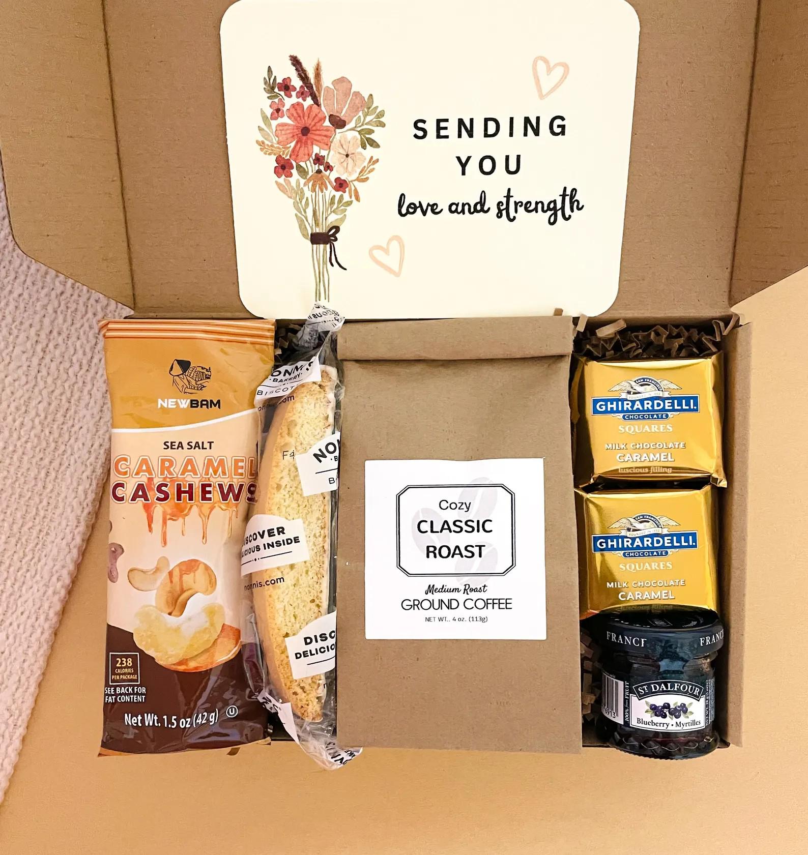 Care Package Gift Box with Coffee and Treats - Sending You Love & Strength Card Included