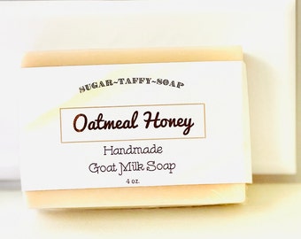 Oatmeal Honey Goats Milk Soap 4 oz. Milk and Honey Homemade Soap