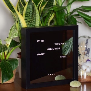 English Word Clock - mirror clock, black frame electronic clock, modern clock, desk clook, wall clock