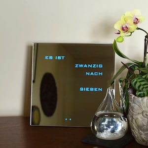 Multicolor Word Clock - mirror clock, RGB led  German Wordclock, Deutsch Uhr, led clock, wood electronic clock,  hölzerne Uhr