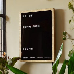 German Word clock - led clock, wooden electronic clock, desk or wall clock, Deutsch Uhr