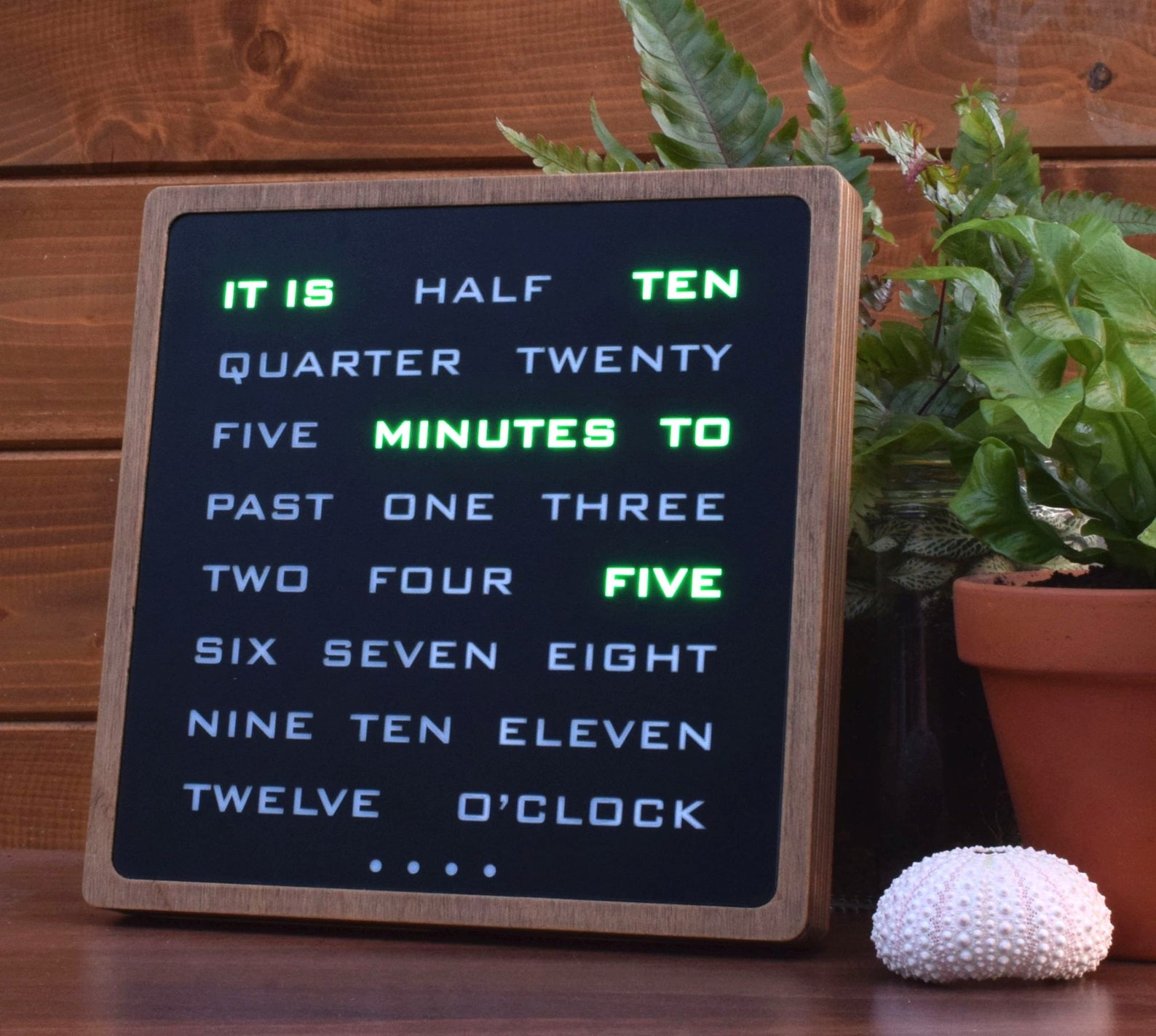 ENGLISH Word clock wood electronic clock modern led wood Etsy