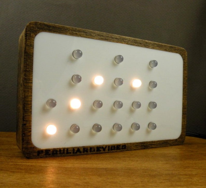 Binary Clock, 24-hour clock, WHITE LED, choose your front color, wooden clock image 3