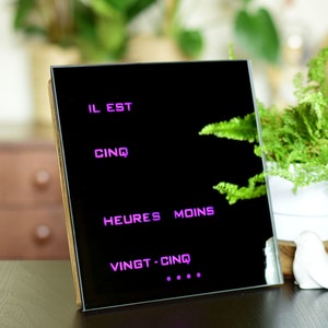 Multicolor  French Word clock - mirror RGB led clock, wood electronic clock, modern wooden clock, desk clook, horloge à mots