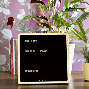 German Word clock - led clock, wood electronic clock, desk clock, Deutsch Uhr