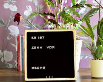 German Word clock - led clock, wood electronic clock, desk clock, Deutsch Uhr