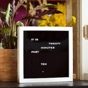 English Word Clock - white frame electronic clock, modern led clock, desk clook