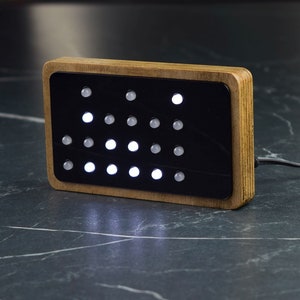 Binary Clock, 24-hour clock, WHITE LED, choose your front color, wooden clock