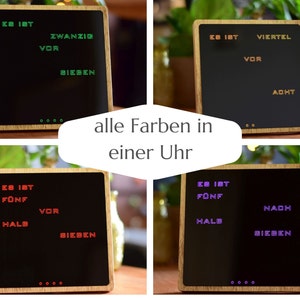 Multicolor Word Clock - RGB led  German Wordclock, Deutsch Uhr, led clock, wood electronic clock,  hölzerne Uhr