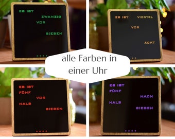 Multicolor Word Clock - RGB led  German Wordclock, Deutsch Uhr, led clock, wood electronic clock,  hölzerne Uhr