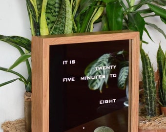 English Word Clock - MIRROR clock, led clock, oak imitation electronic clock, modern clock, desk clook, wall clock
