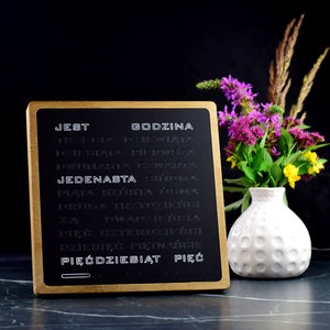 Polish Word Clock - white led Wordclock, polski zegarek, light up clock, wood electronic clock
