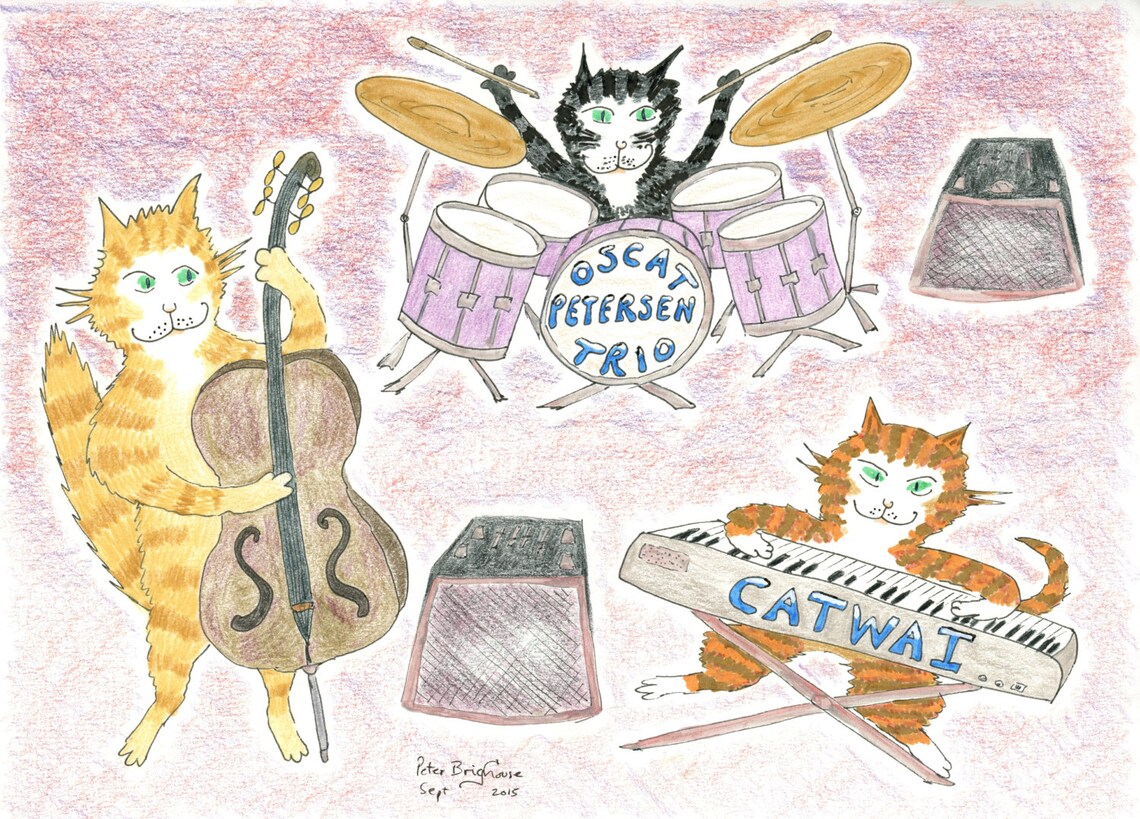 Illustration Cats Jazz bande Digital Download .jpg piano Etsy