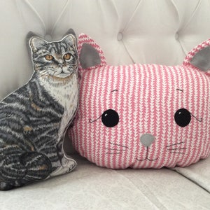 Pink Cat Pillow, Plush Cat, Cat Cushion, Nursery Room Decor, Baby Shower Gift, Children Birthday Gift, Kids Room Decor