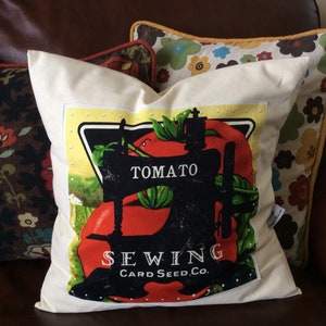 Vegetable Print Pillow, Tomato Graphic Cushion, Garden Pillow, Nursery Room Cushion, Kitchen Pillow, Tomato Harvest, Fall Decor image 3