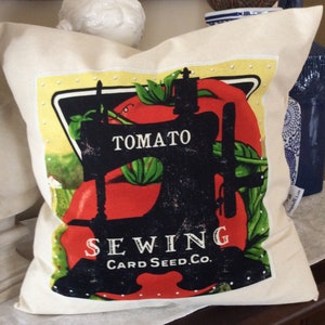 Vegetable Print Pillow, Tomato Graphic Cushion, Garden Pillow, Nursery Room Cushion, Kitchen Pillow, Tomato Harvest, Fall Decor