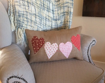 Valentine Pillow Cover,  Burlap Heart Pillow Cover, Burlap Wedding Cushion,Accent pillow,throw pillow,decorative pillow,couch