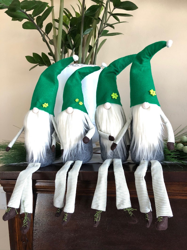 St. Patricks Day Decor, St. Patricks Day Gnome, Swedish Nisse, Green Leprechaun, Tomte, Plush Dwarf For St. Patricks Day, 18 inch gnome, image 8