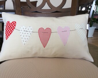 Valentine Heart Pillow Cover, Heart Throw Pillow, Wedding Decor, Decorative Cushion, Toss Pillow, Sofa Pillow, Sham, Creamy White Pillow