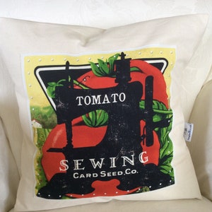 Vegetable Print Pillow, Tomato Graphic Cushion, Garden Pillow, Nursery Room Cushion, Kitchen Pillow, Tomato Harvest, Fall Decor image 2