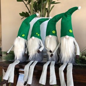 St. Patricks Day Decor, St. Patricks Day Gnome, Swedish Nisse, Green Leprechaun, Tomte, Plush Dwarf For St. Patricks Day, 18 inch gnome, image 5