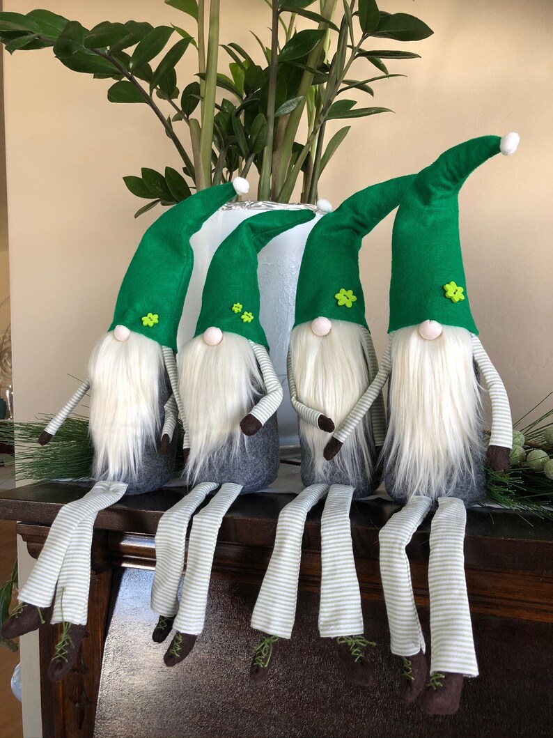St. Patricks Day Decor, St. Patricks Day Gnome, Swedish Nisse, Green Leprechaun, Tomte, Plush Dwarf For St. Patricks Day, 18 inch gnome, image 5