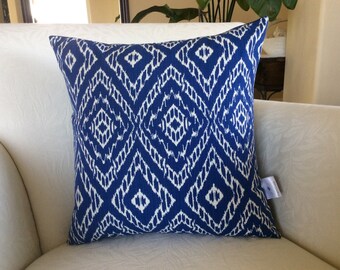 Blue Pillow Cover, Ultramarine Pillow, Strie Ikat Pillow, Navy Blue Pillow, Decorative Pillow, Toss Pillow, Cushion