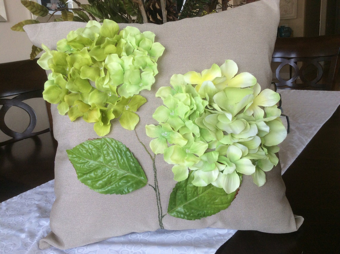 Outdoor Pillow Cover Outdoor Hyrangea Pillow Green Hydrangea Etsy
