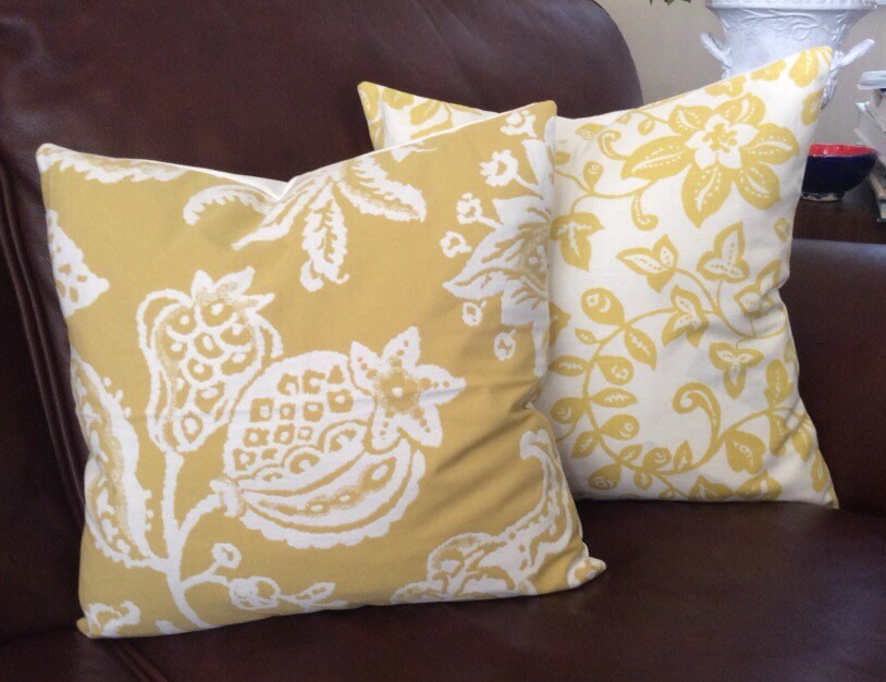 Yellow Flower Pillow Light Yellow Throw Fruit Design Fabric Etsy