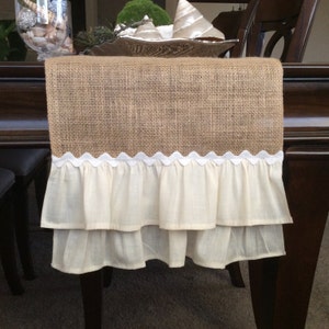 Farmhouse Table Runner, Burlap Table Liner, Primitive Table Runner, Wedding Table Runner, Natural Table  with Ruffles, Shabby Chic Table