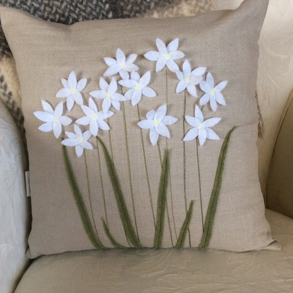 White Flower Pillow Etsy