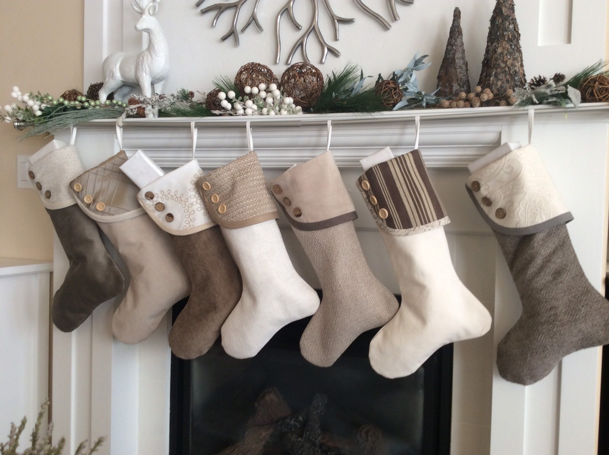 Neutral Christmas Stocking Farmhouse Christmas Stocking Etsy Neutral Christmas Stocking Farmhouse Christmas Stocking Etsy