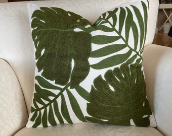 Monstera with Palm Leaves Pillow Cover, Indoor Decorative Pillow, Accent Pillow, Mother’s Day gift, Housewarming gift