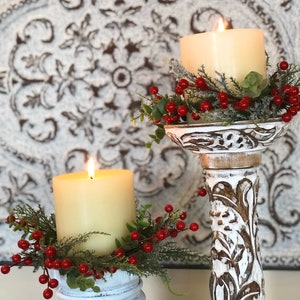 Anel de vela, mini guirlanda de frutas vermelhas, guirlanda de velas perenes, anel com infusor de frutas vermelhas, decoração de velas