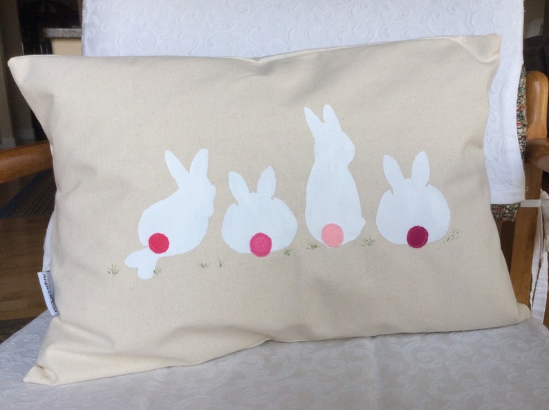 Easter Bunny Pillow Cover Easter Decor Bunnies at Play | Etsy