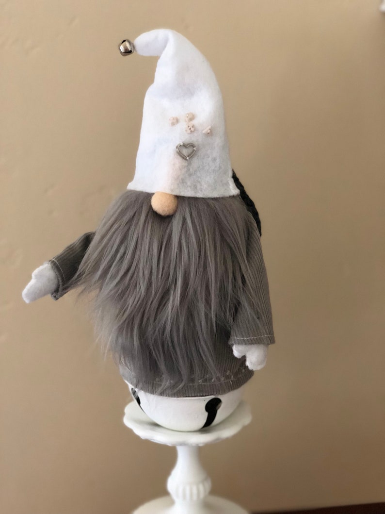 Scandinavian Holiday Decor Christmas Door Ringer Christmas Bell Door Hanger Tomte Norwegian Christmas Gnomes Gray Gnome Christmas Bell