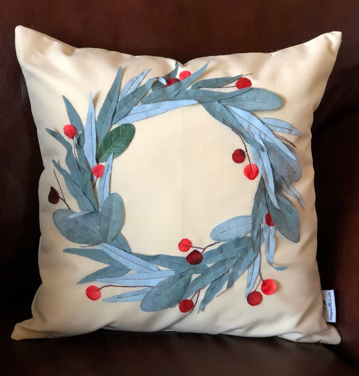 Outdoor Christmas Pillow Cover Water Resistant Wreath Etsy