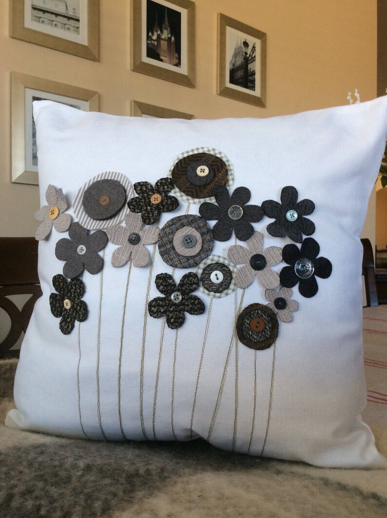 Spring Flower Pillow Cover 3D Flower Pillow Flower Applique Etsy