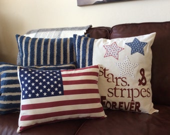 American Flag Pillow Cover, star and stripe pillow,Throw Pillow, Decorative Pillow,Traditonal Americana Flag Pillow, Patriotic Pillow