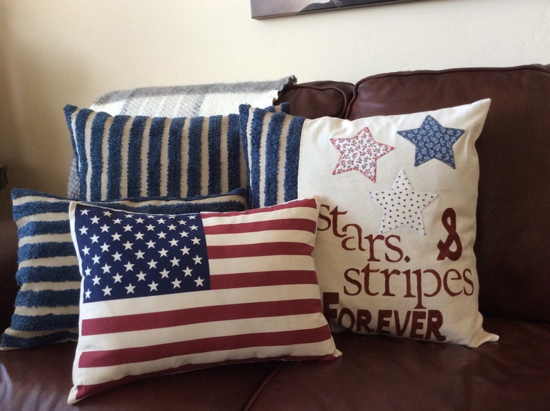 American Flag Pillow Cover Star and Stripe Pillowthrow Etsy