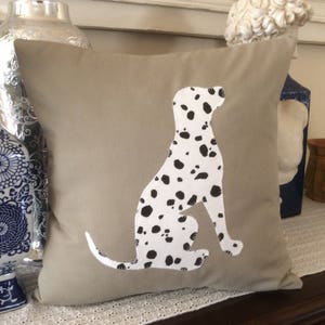 Dalmatian Dog Pillow Cover, Dog Pillow, Spotty Dog, Tan Dog Pillow, Pet Pillow, 16x16 Pillow Cover