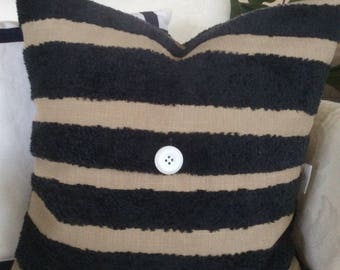 Navy Blue Striped Pillow Cover: Woven Kilim Cushion