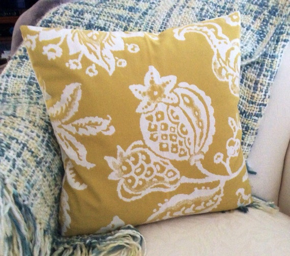 Yellow Flower Pillow Light Yellow Throw Fruit Design Fabric Etsy