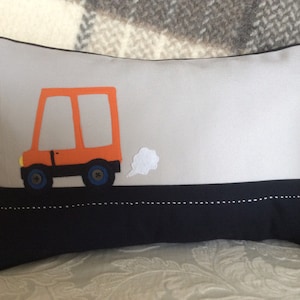 Boy Room Decor, Boy Pillow Cover, Orange Car Pillow, Car Pillow, Grey and Blue Pillow, Accent Pillow, Decorative Pillow, Cushion,Toss Pillow