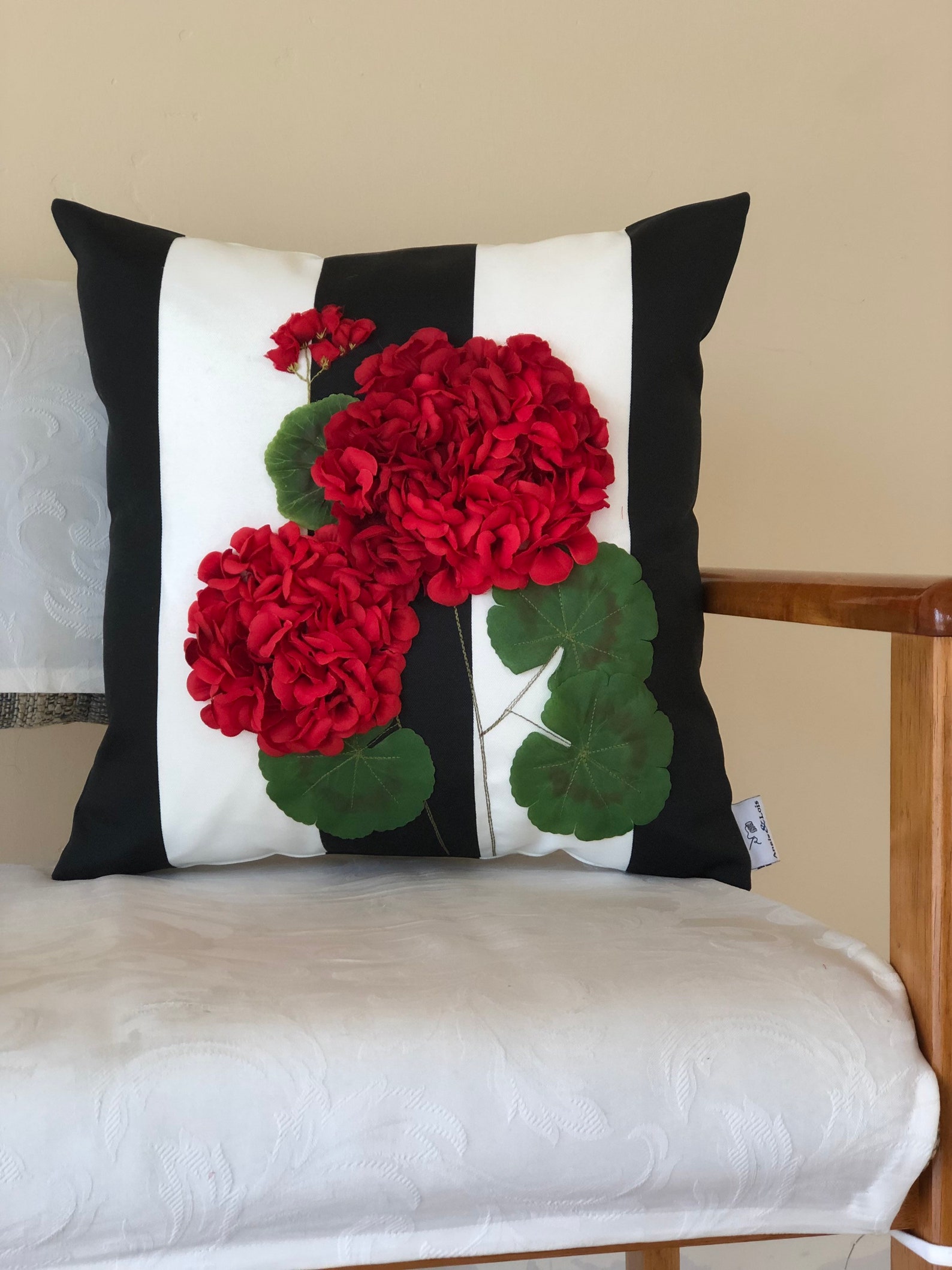 Red Geranium Outdoor Pillow Cover Flower Pillow 3 Etsy