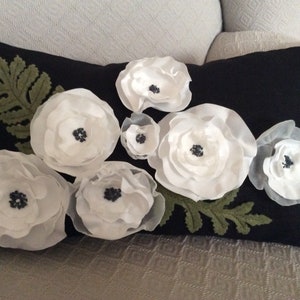 White Poppies Pillow Cover, Flower Pillow Cover, Accent Pillow, Wedding Decor Pillow, Flower Cushion,