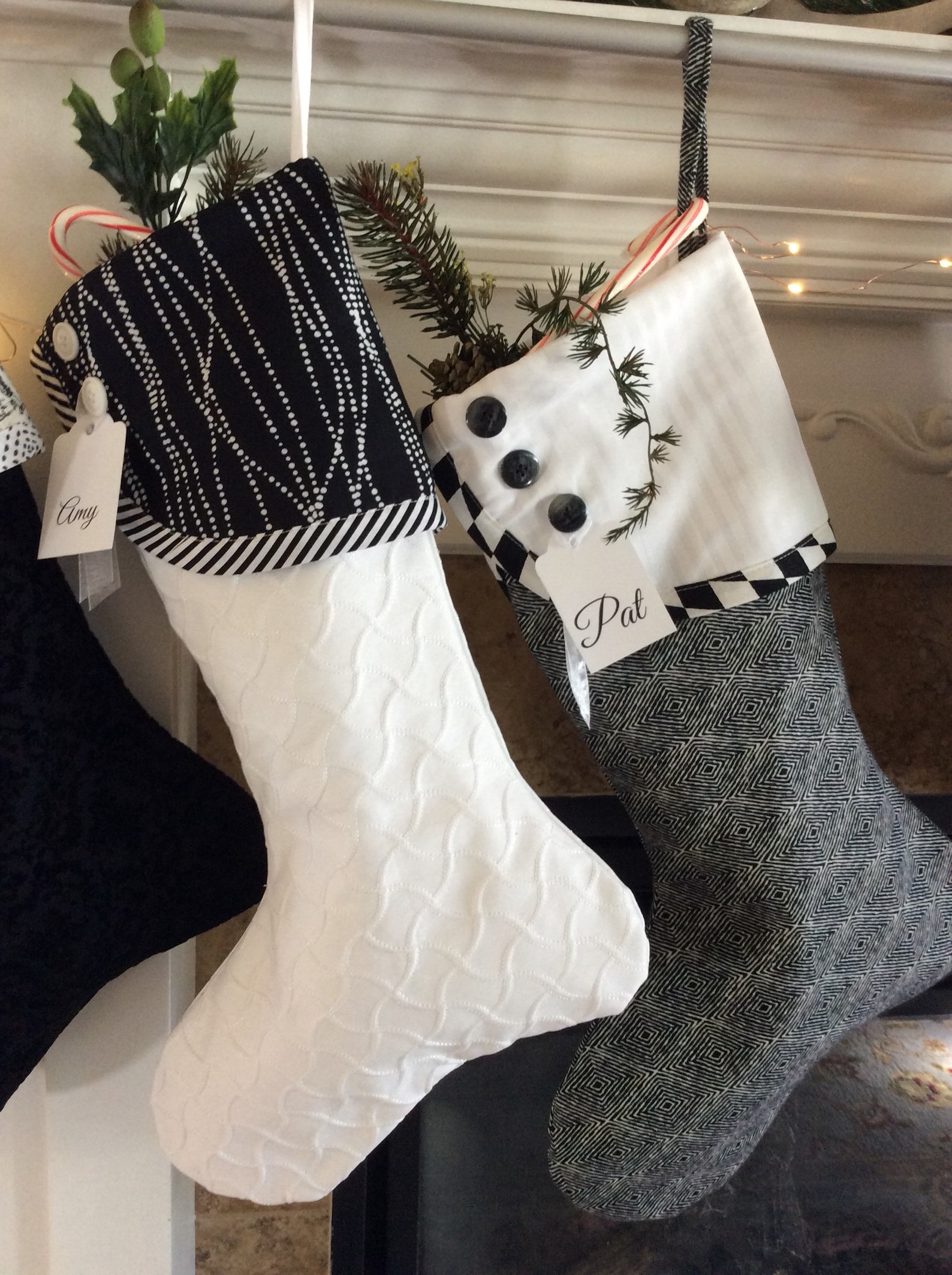 Black and White Christmas Stockings Holiday Gift Socks Etsy