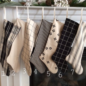 Farmhouse Christmas Stockings, Long Black and Tan Christmas Socks,Minimalist Holiday Decor,Gift Socks,Mantle Decor, Simple Christmas Socks,