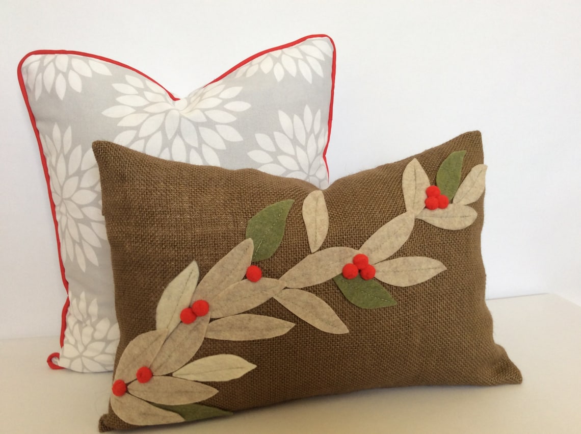 Farmhouse Christmas Pillow Cover Burlap Pillow Burlap Etsy